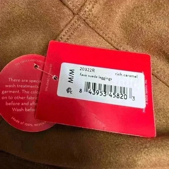 SPANX Faux Suede Leggings High Rise Rich Caramel Size Medium - Picture 11 of 12